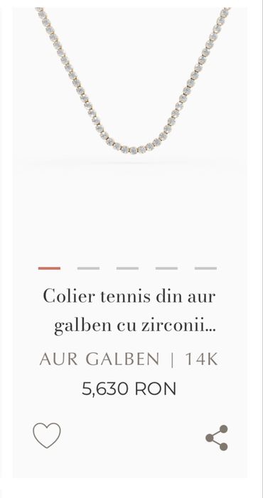 Colier tennis Teilor aur galben 14 k: 6.54 gramaj total