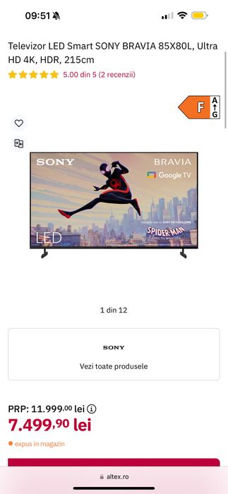 Televizor Sony Bravia 215cm Ultra HD4K
