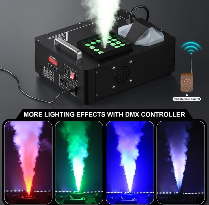 Set 2 masini de fum vertical 1500W cu 24 leduri RGB formatii dj eveni
