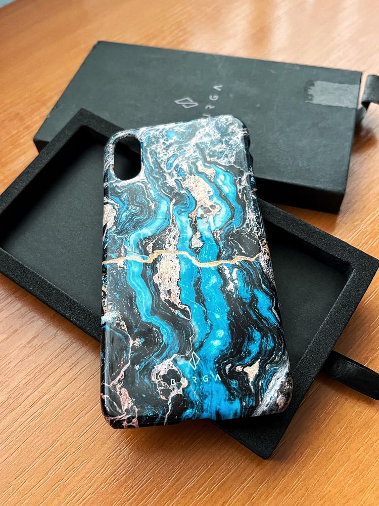 Husa iPhone XS/X BURGA Mystic River Blue Marble Noua