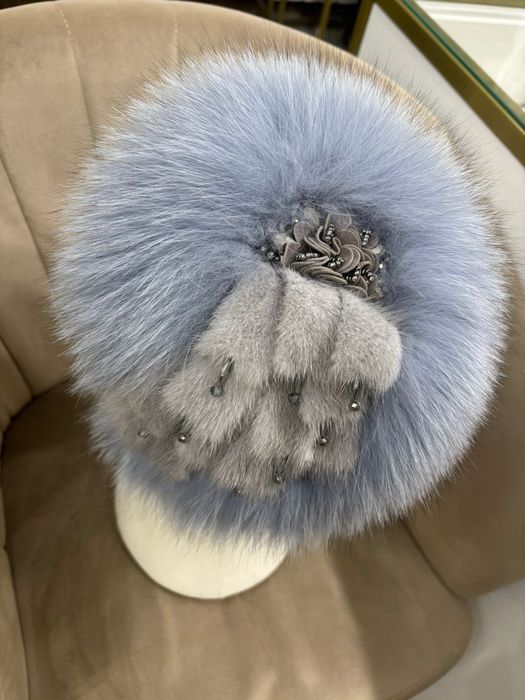 Шапка натуральный мех Писец+Голубая норка