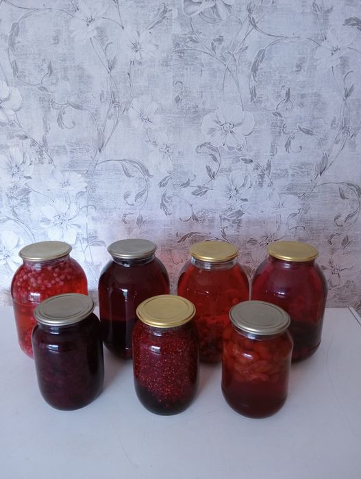 Продам домашние компоты.Цена 2 х л банка -1300тг.Варенье 1 л-3000тг.