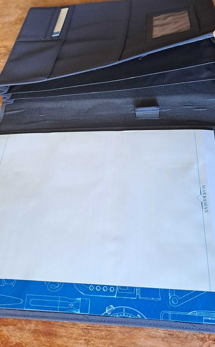 папка луксозна за документи кожена синя Марксман Marksman Размер А4