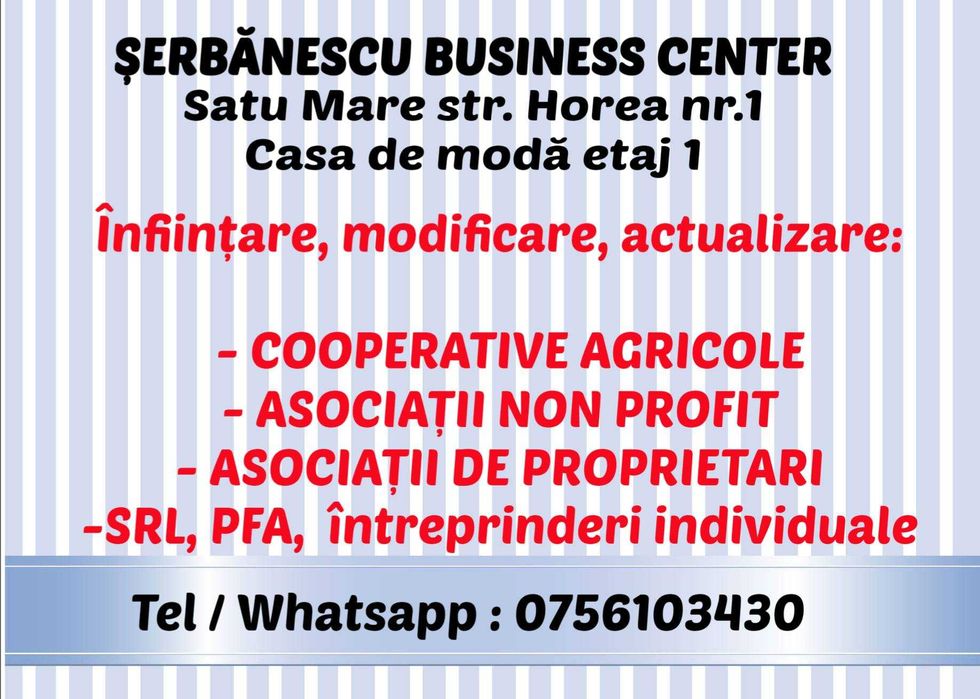 Infiintari-modificari societati II IF PFA asociatii  cooperative