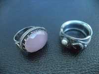 Сребърни старини грандиозни пръстени гранат перла