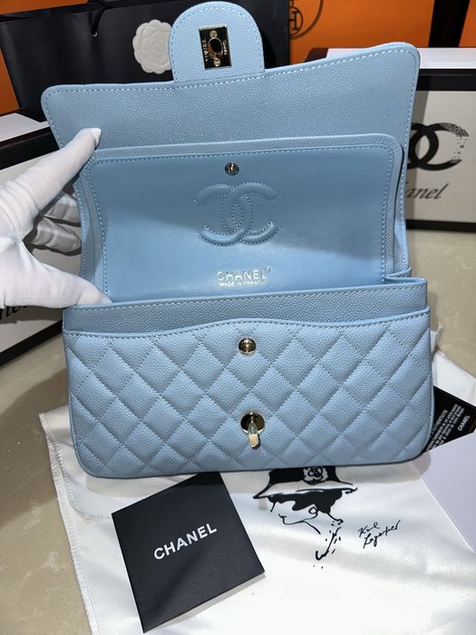 Geanta Chanel 26cm blue cu accesorii gold