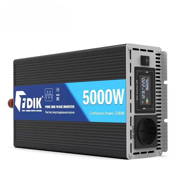 Invertor cu undă sinusoidală pura FDIK 24V  5000W , continuu 2200 W