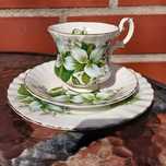 ROYAL ALBERT TRILLIUM, английски троен сет за кафе, костен порцелан