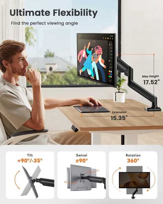 ErGear suport monitor 13-34” cu braț reglabil până la 10kg