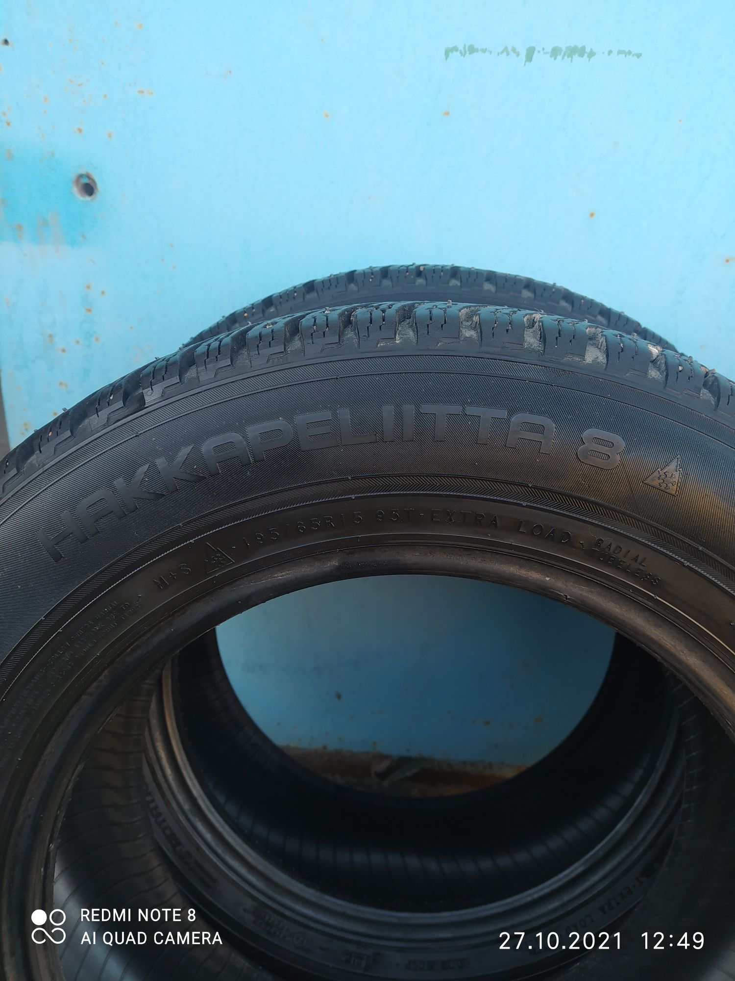 Шины зимние б/у nokian Hakkapeliita 8 размер 195/65 R 15 XL  .