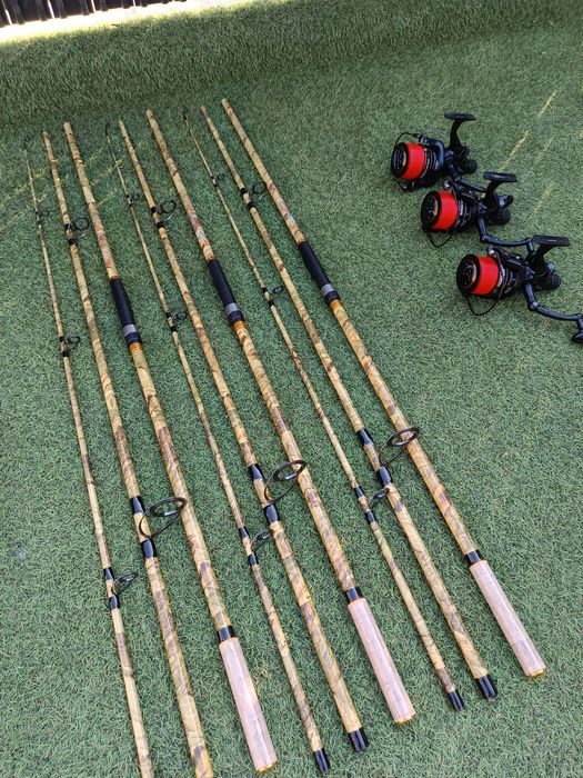 SET 3 Lansete DIAMANT ALB 3.90m 4.0 LBS 3 tronsoane + 3 Mulinete AVIAT