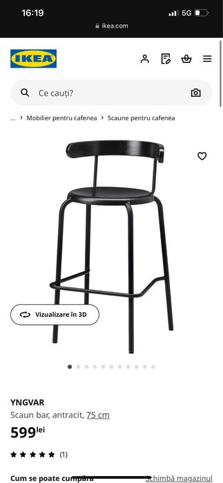 Scaune bar YNGVAR Ikea ,75cm ,2buc