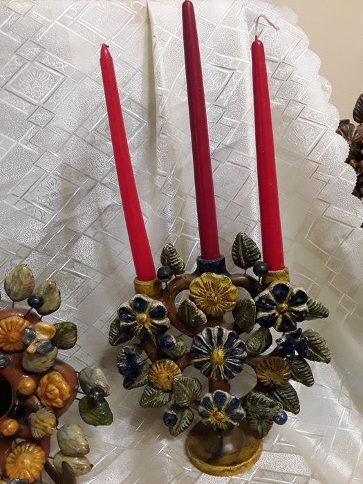 Set de 3 obiecte mexicane, arborele vietii, 2 sfesnice si o oglinda,