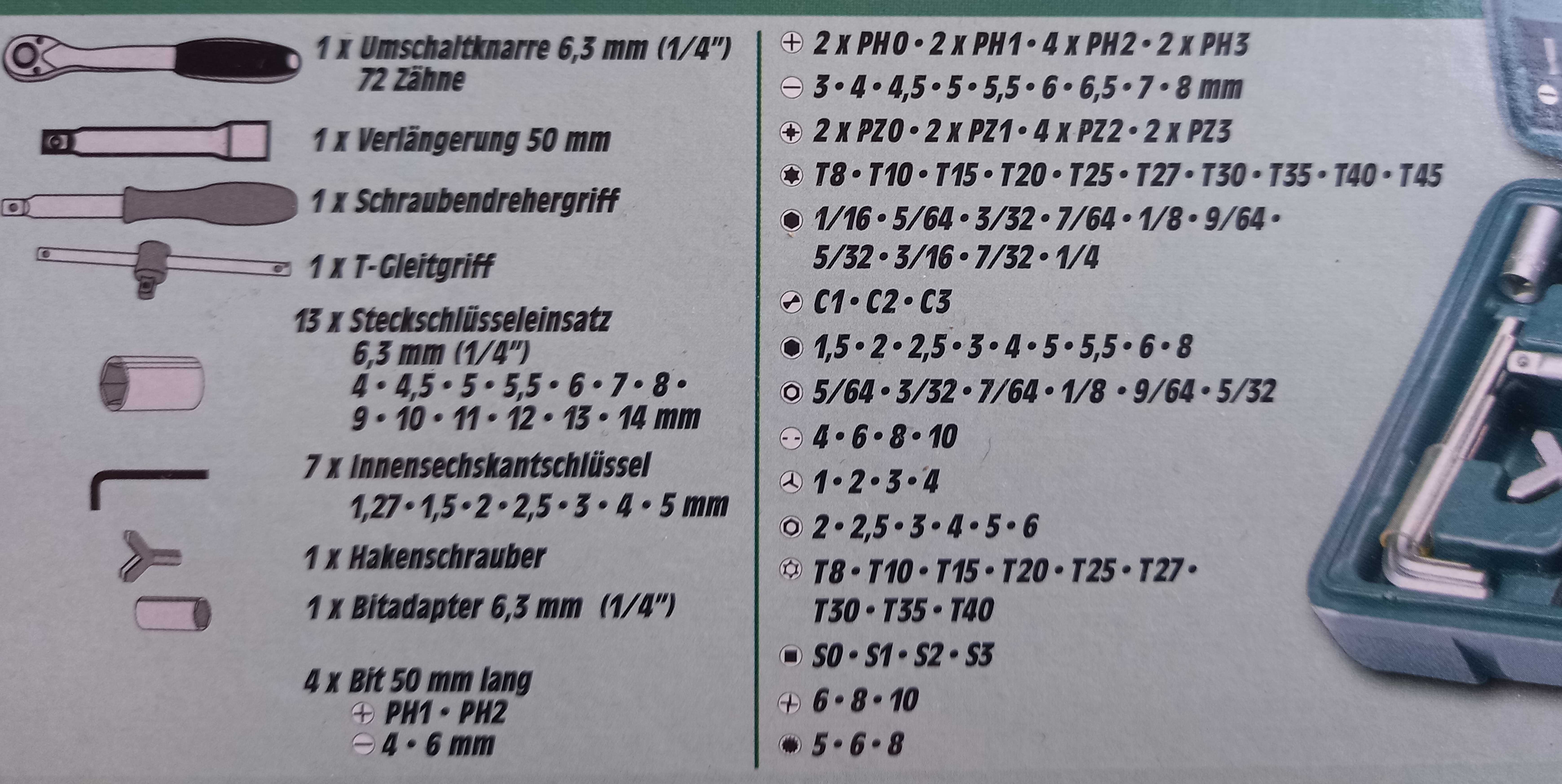 Bruder Mannesmann комплект гедоре (битове с тресчотка 1/4)  130 части