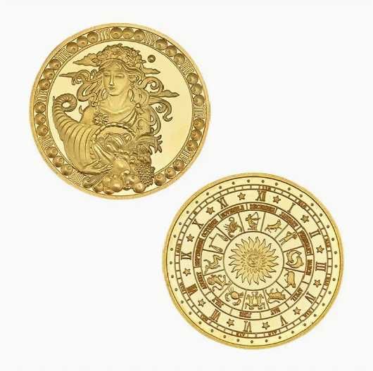 Monede cu zodii - placata cu aur 14k !