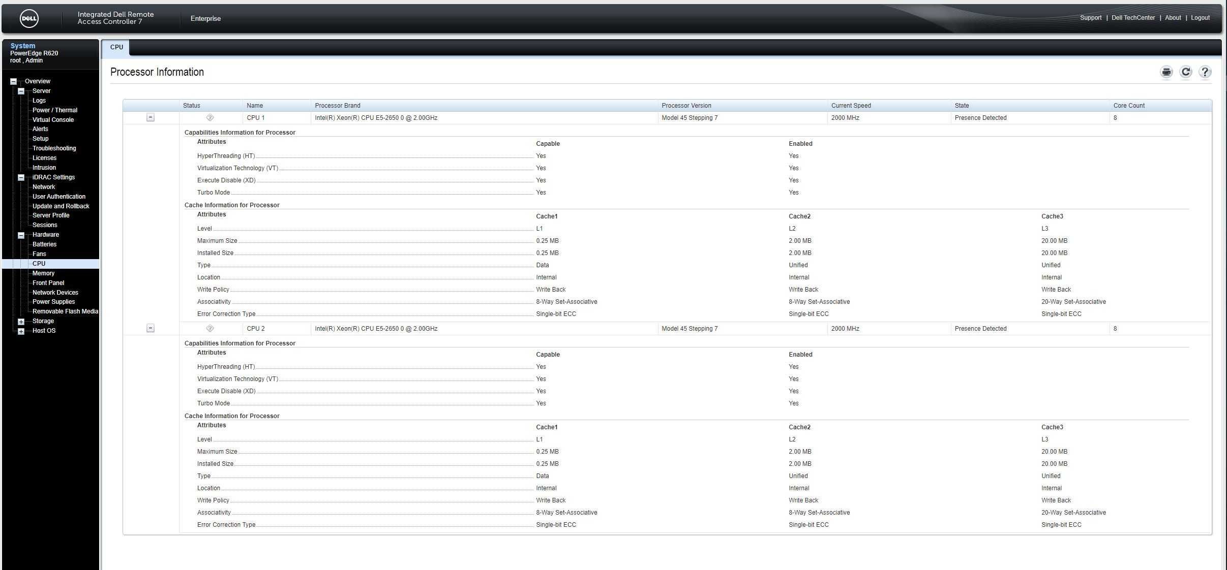 Server DELL R620, 2xIntel Xeon, 48GB DDR3ECC, 4x256GB SSD, 2xPSU,H710