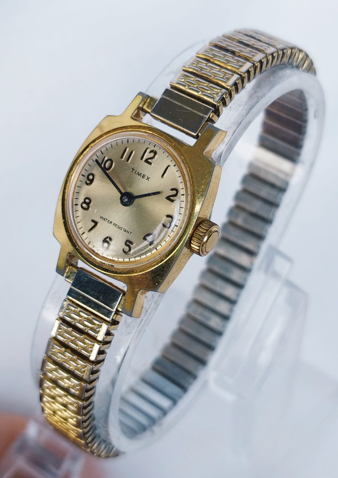 Ceas de damă vintage mecanic Timex, oțel inoxidabil și curea din piele