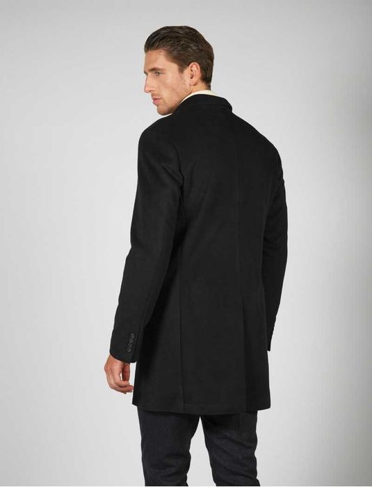 Palton slim 54 XXL premium Stafford England lana moale gri inchis