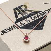 Colier Aur Roze 14 K cu Diamante si Rubin model nou ARJEWELS(AR3407)