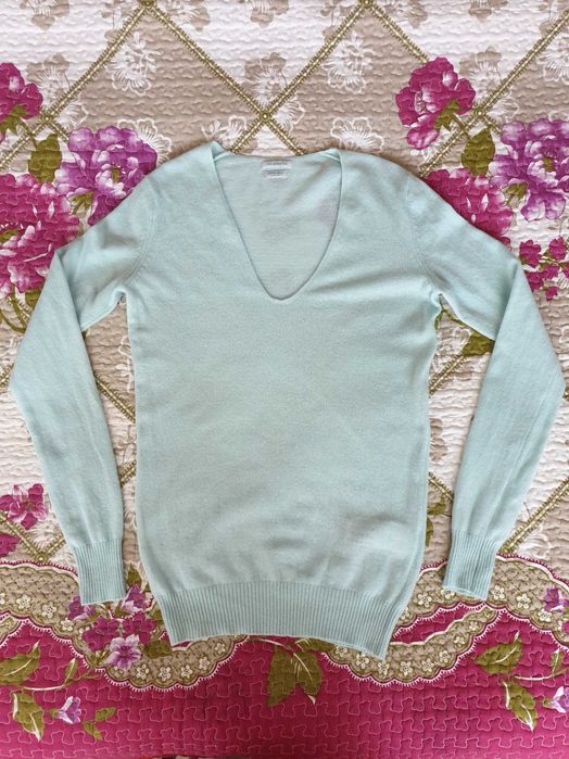 Pulover mix lana angora casmir albastru Benetton