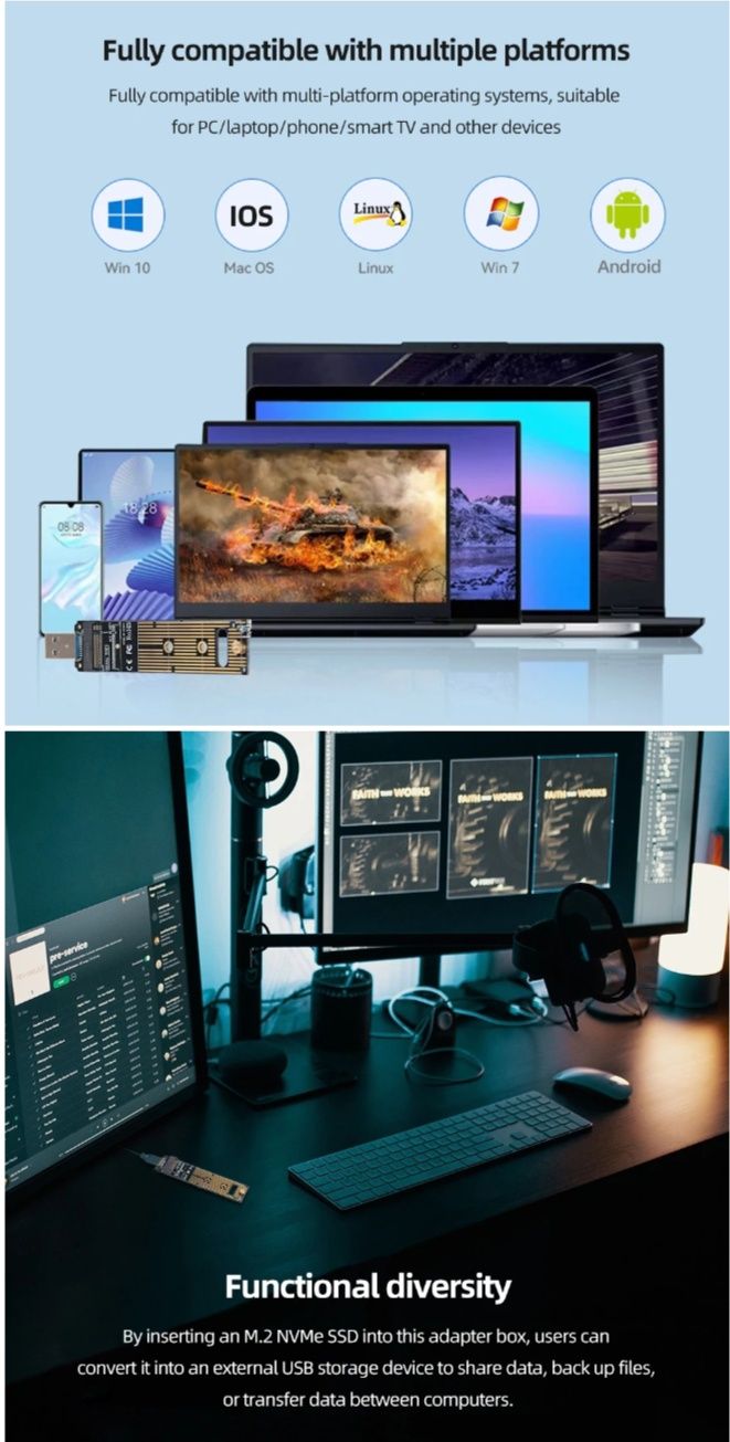 адаптер M2 Nvme SSD на Usb TypeC
