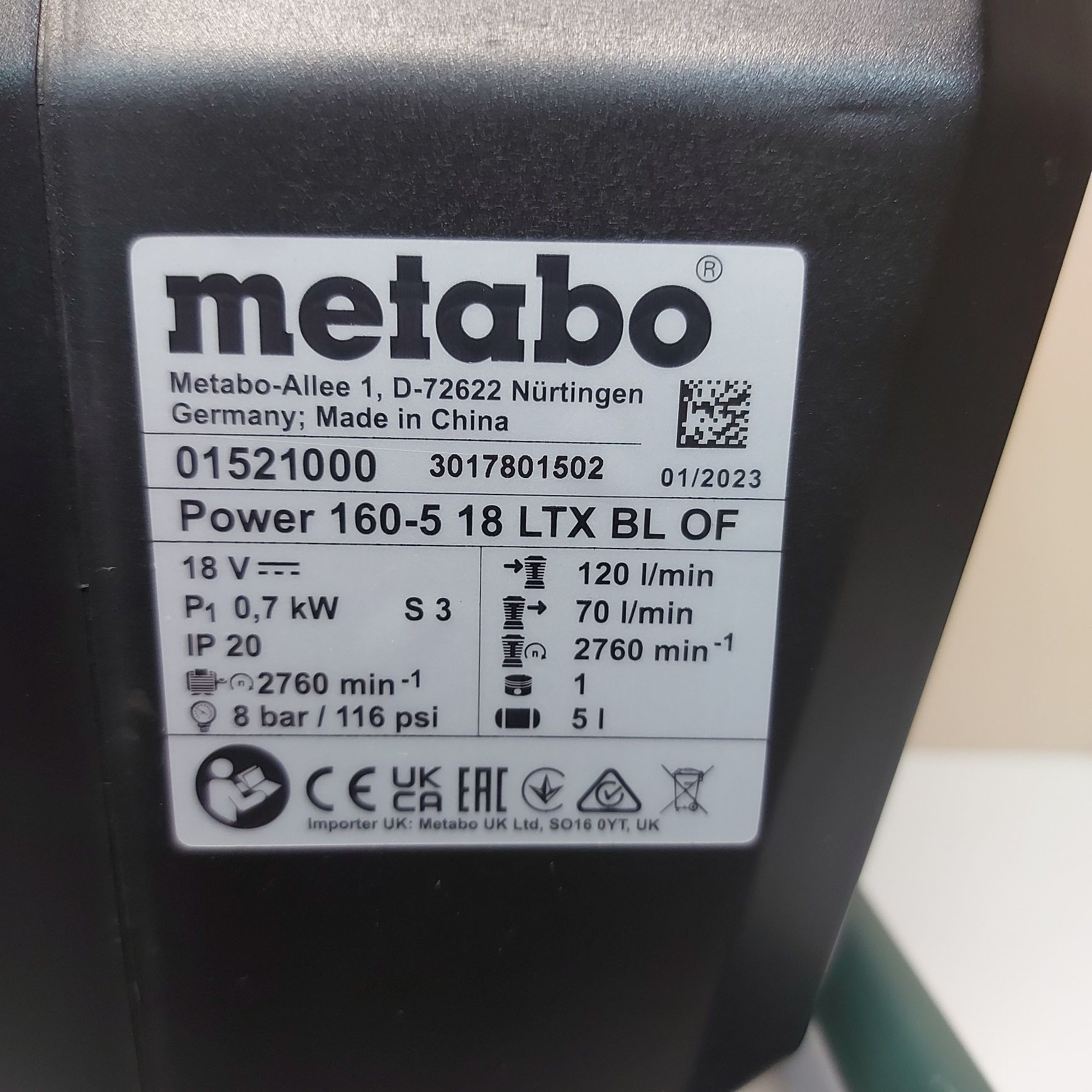 Акумулаторен компресор Metabo 160-5 18 LTX BL