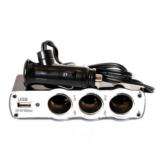 Разветвитель автомобильного прикуривателя на 3 гнезда + USB разъем