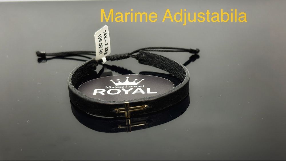 Bijuteria ROYAL : Bratara Piele si AUR 14K / 2.39 GR