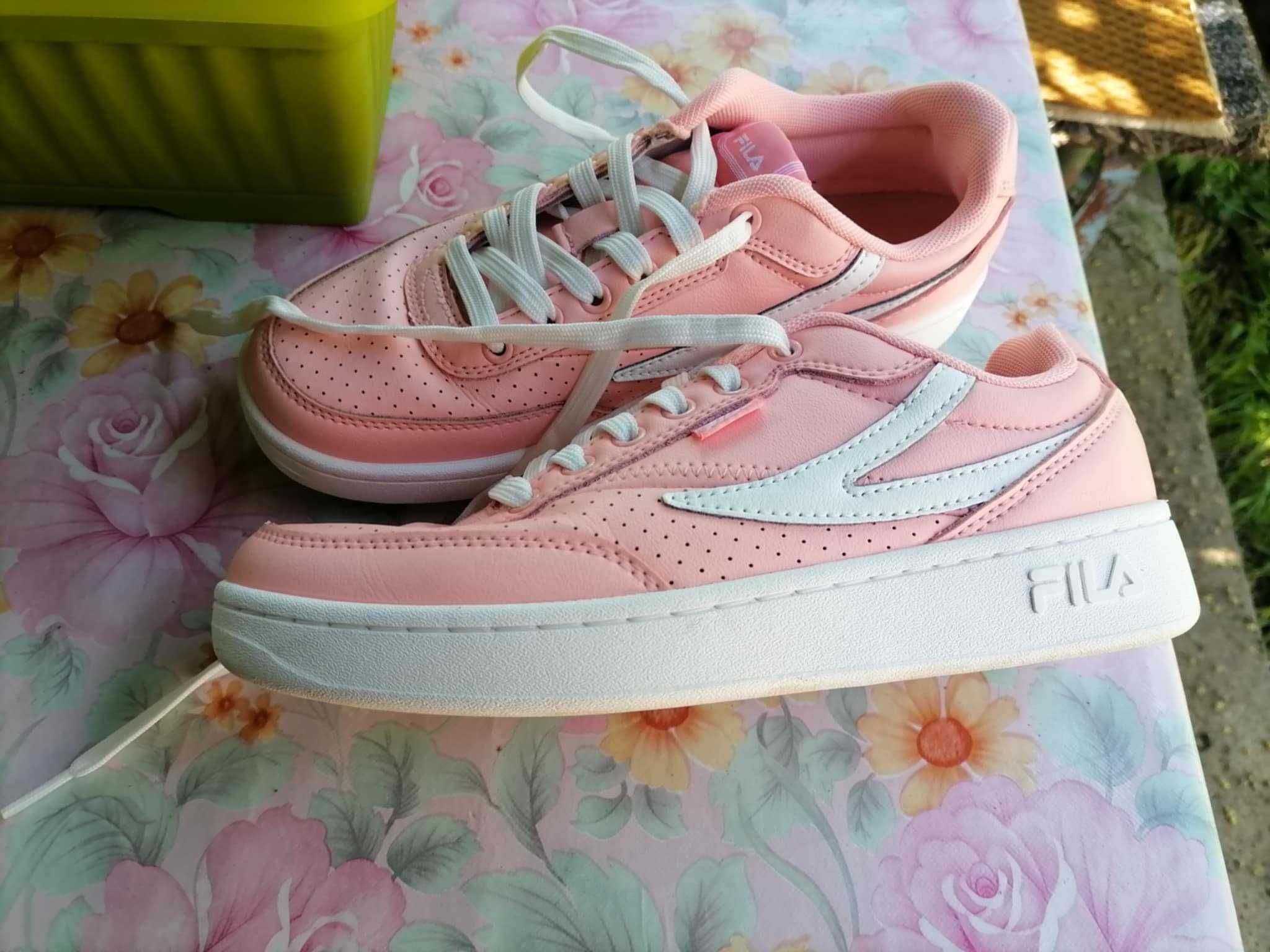 Розови дамски маратонки от естествена кожа, FILA, 38 номер