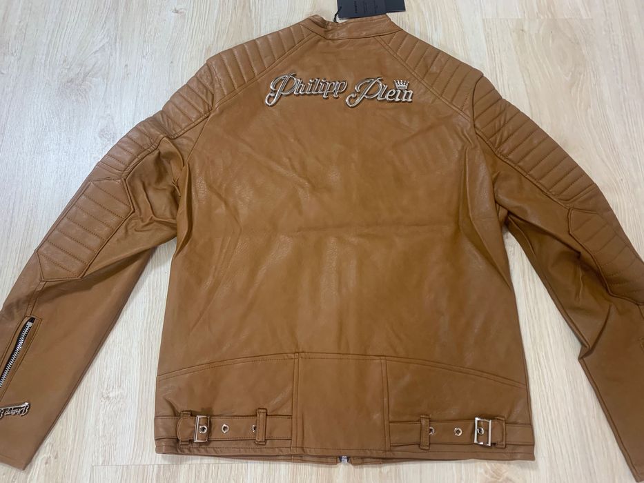 Ново мъжко яке от кафява еко кожа PHILLIP PLEIN