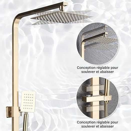 Coloană de duș aurie, sistem de duș, set suport pentru duș,