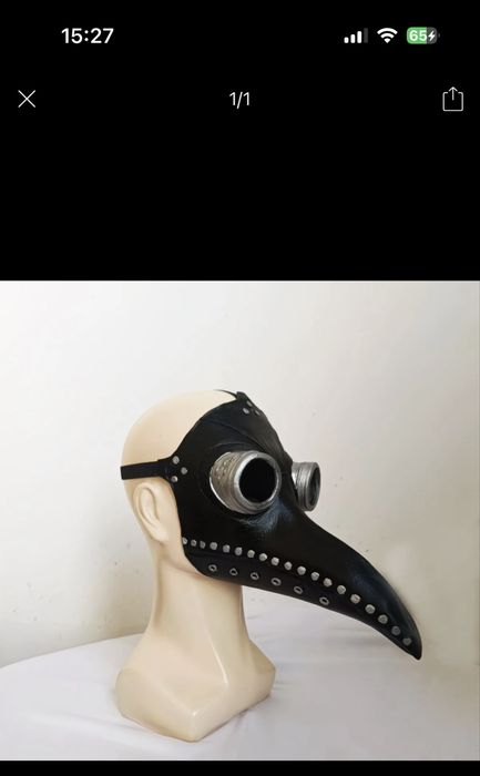 Карнавальный плащ черный и маска чумного доктора