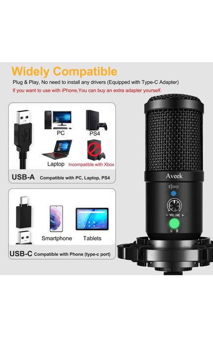 Microfon gaming streaming podcast usb condenser Aveek Nou Sigilat