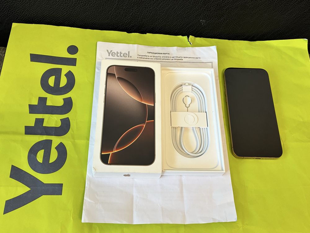 ЧИСТО НОВ 512GB iPhone 16 Pro Max Yettel Гаранция 2028г. Desert