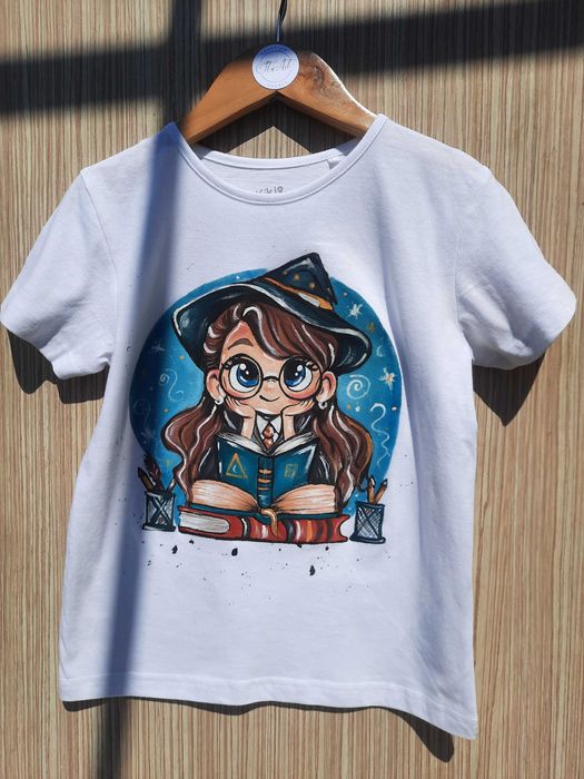 Ръчно рисувана тениска Стич, чаша stitch