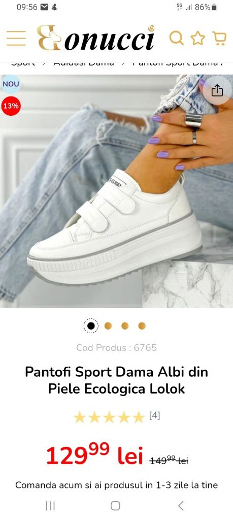 Pantofi sport dama din piele ecologica Lolok  noi