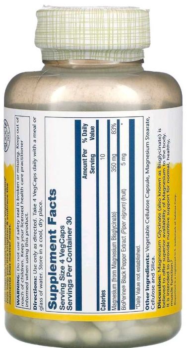 Solaray magnesium glycinate. Глицинат магния 120 капсул