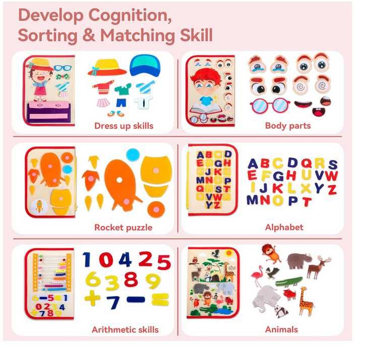 Mapa Montessori Busy Board for Toddlers HJCMikee 8 Pages Busy Book