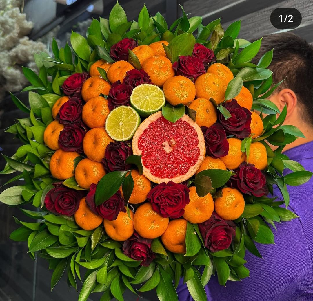 Mandarin buket Kapalakli buketlar Babochka gul Vazdushniy Shar Teddi
