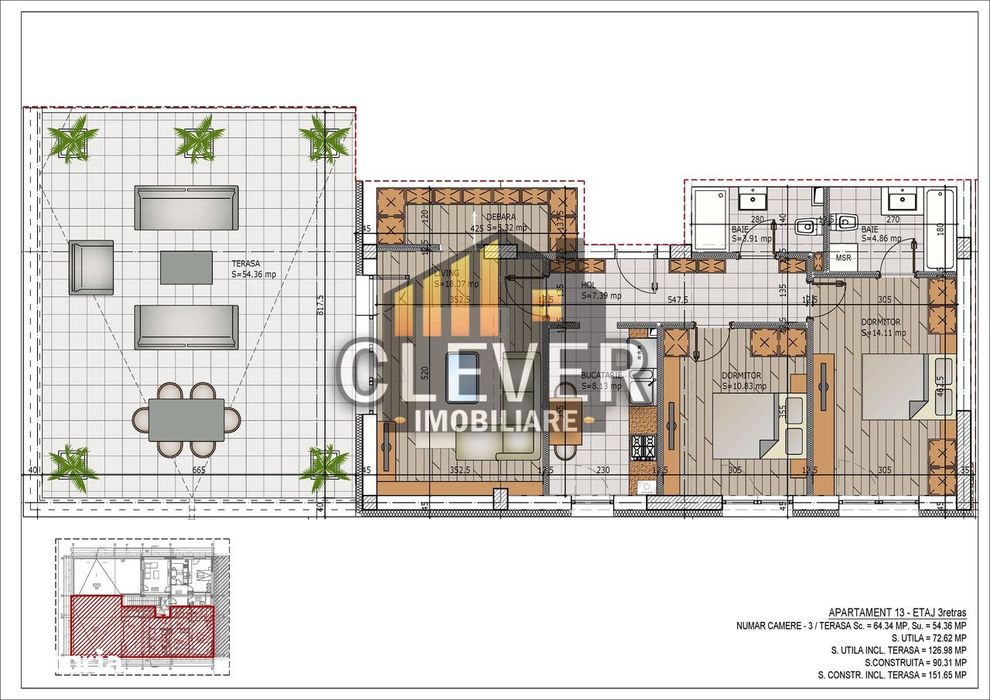 Titan Theodor Pallady Apartament 3 camere cu terasa 54mp