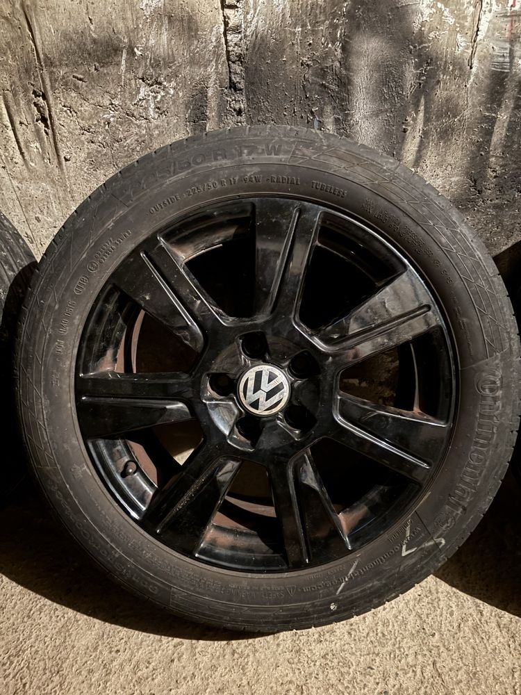 Jante aliaj 17” negre originale Audi/VW + cauciucuri vară 225/50 R17