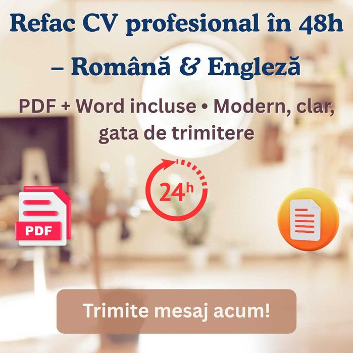 Refac CV profesional în 48h – română sau engleză