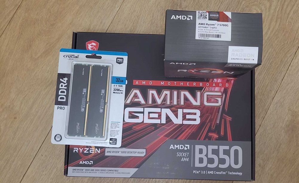 Kit pt. jocuri Ryzen 7 5700G / B550 / 32GB – Gata de treabă