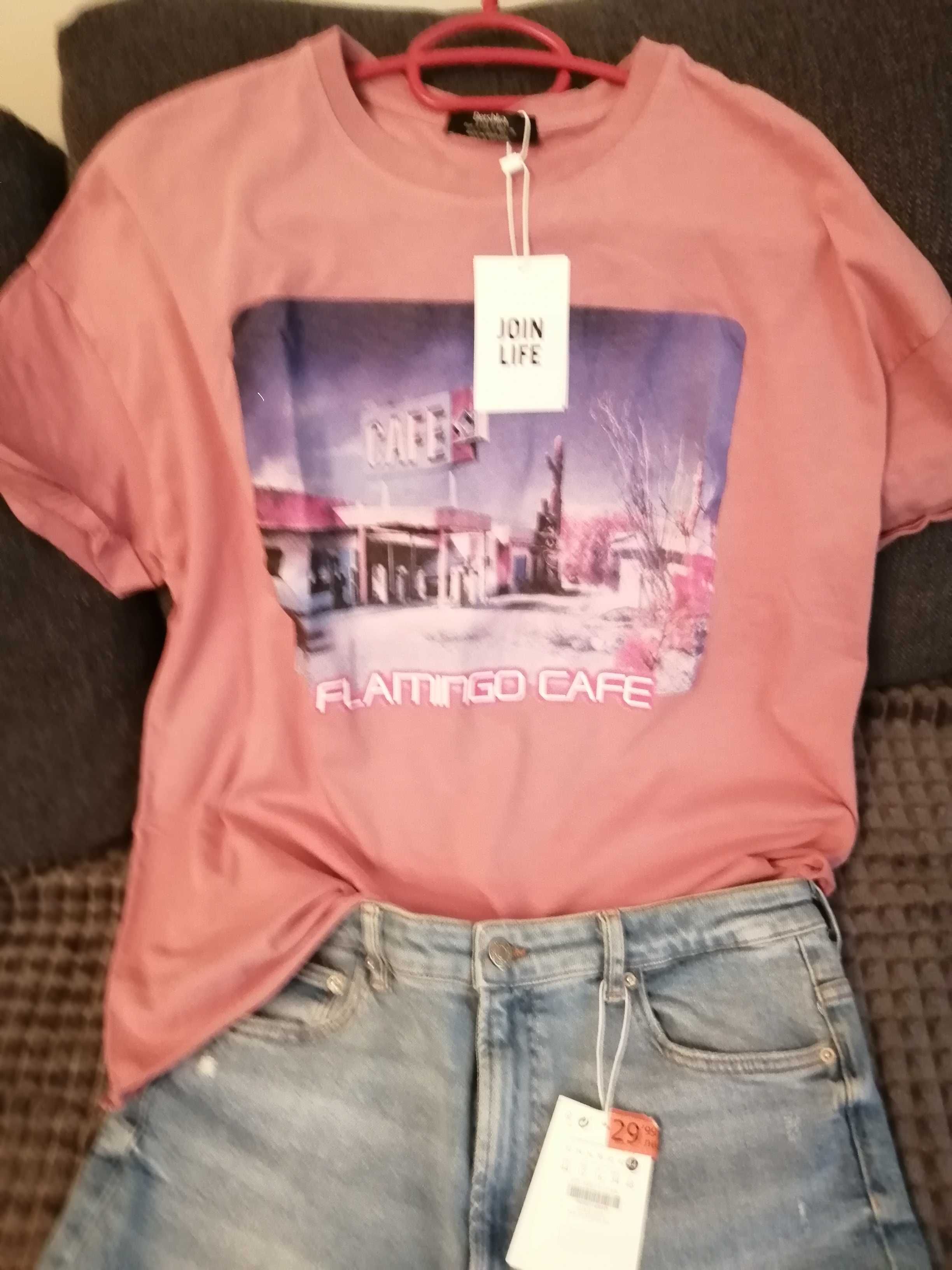 Обемна тениска с принт Bershka