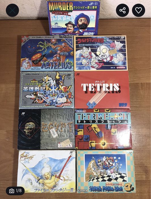 Оригинальные картриджи для Nintendo Famicom в полном комплекте