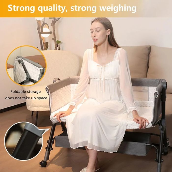 Бебешка кошара люлка за новородено сгъваема бебешки кош 3 в 1 светло с