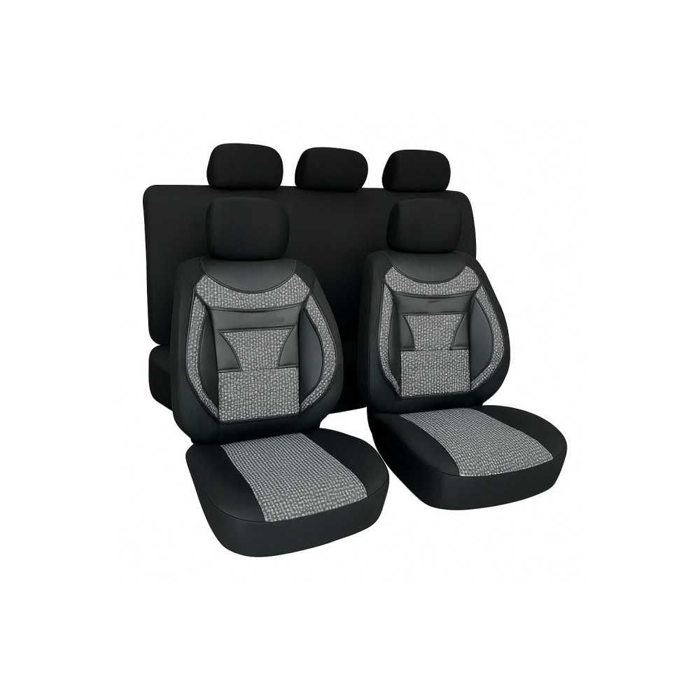 SET HUSE SCAUNE AUTO fata-spate  textil + piele PREMIUM LUXURY