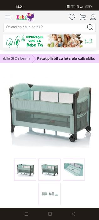 Patut pliabil Fillikid cu laterala culisabila, Mint
