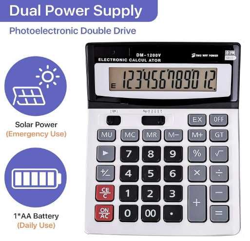 Калкулатор DM-1200V, 12-цифрен настолен калкулатор с голям дисплей