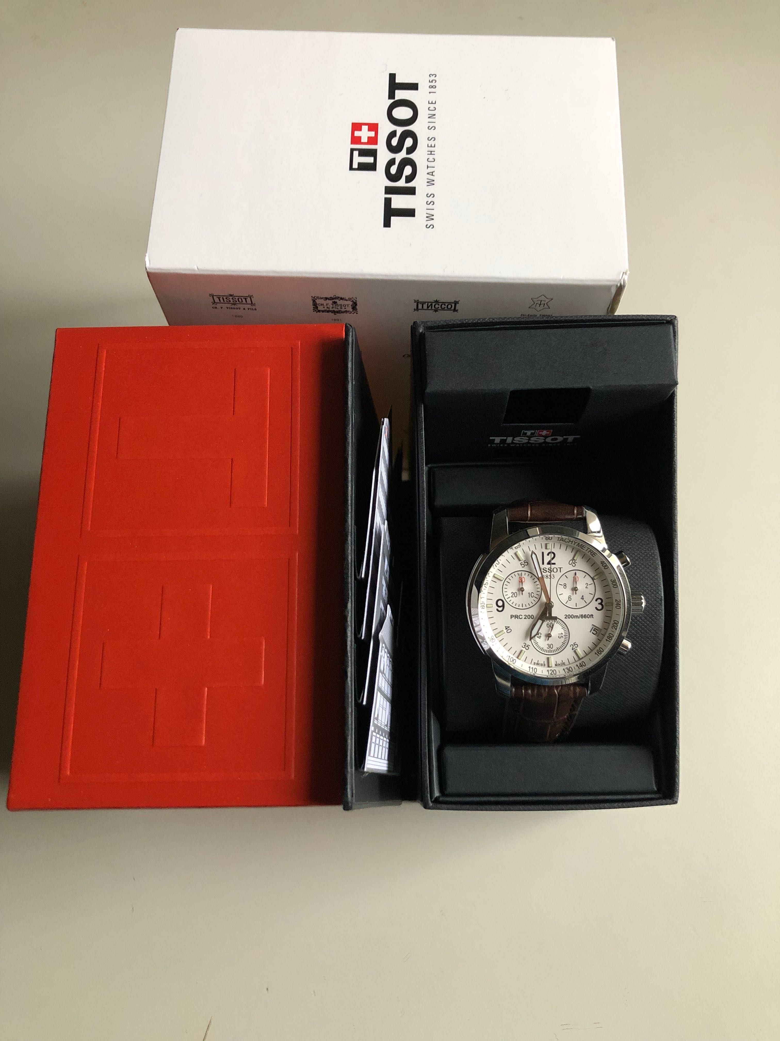 Ceas Tissot Prc 200 Chronograph, Curea Piele Maro, Tissot PRC200